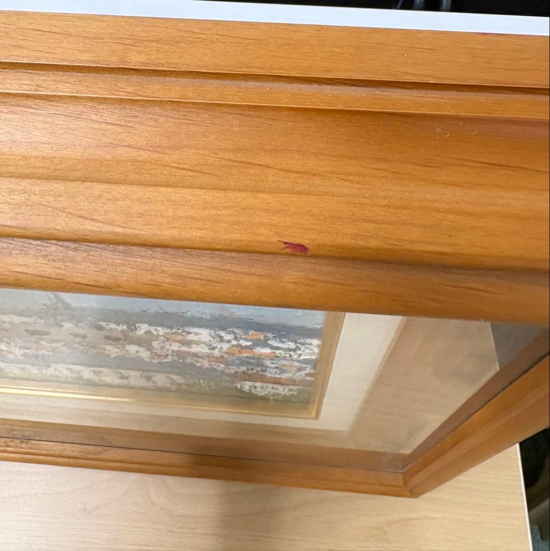 H. W. 渡部ひでき　「エッフェル塔遠望」油彩画 木製フレーム付き