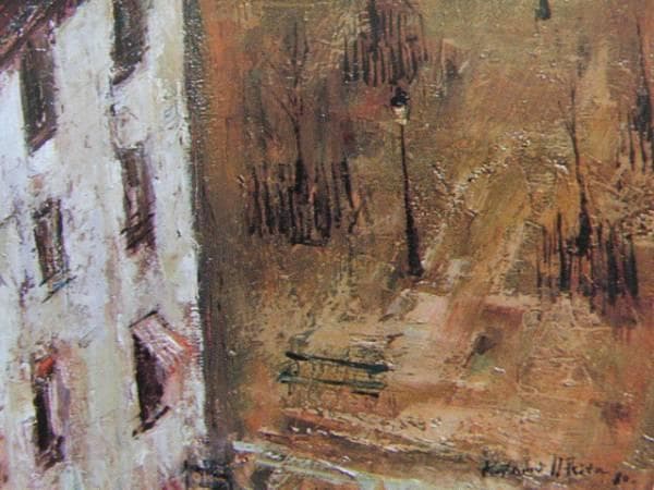 浮田克躬、冬空のパリ、希少画集画、新品額装付、状態良好