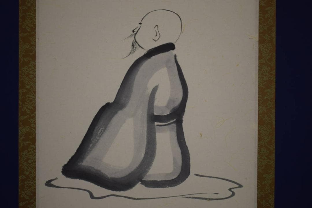 真作/近藤杉石/不可急/人物和尚画賛/桐共箱付/布袋屋掛軸HI-195