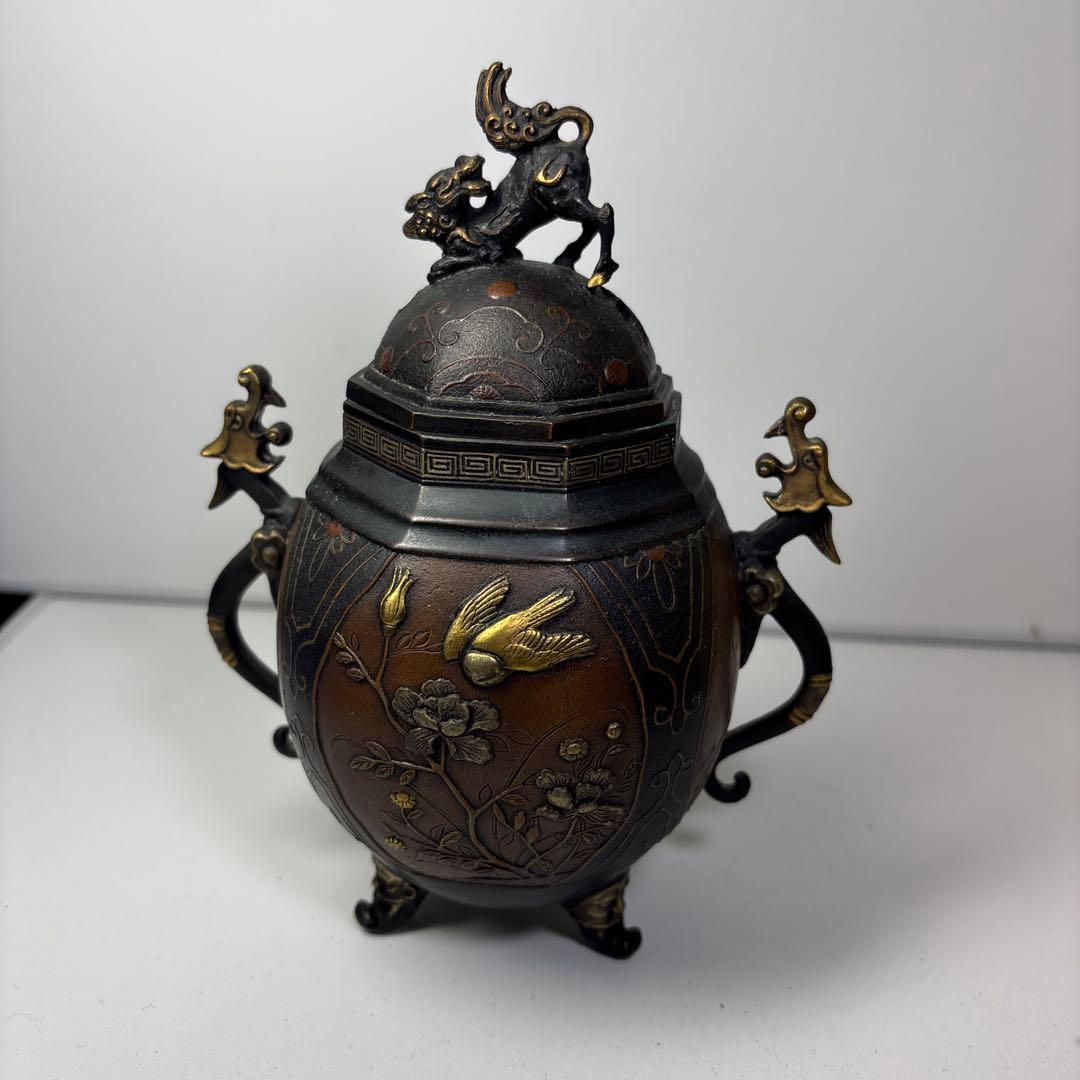 高岡銅器 大峰作 香炉 香立 金銀銅