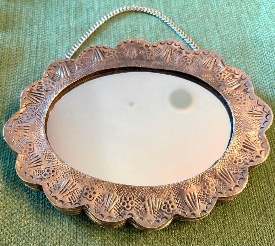 英国 アンティーク ハンドメイド シルバー・プレート（銀メッキ）壁掛けミラー