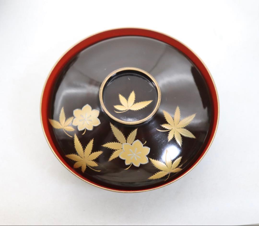 寛政11年　輪島塗　蒔絵紅葉紋お椀10個　木製　古民具　送料込み260131