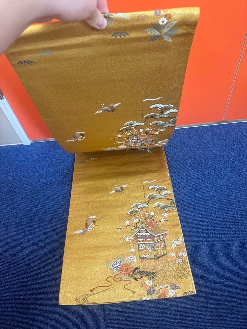 2673袋帯 古代彫金紋 西陣織 金糸　高級上質上品　約440cm 未使用