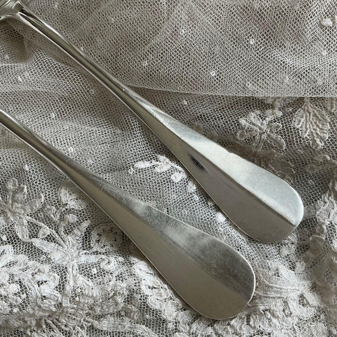 【C-４】フランスアンティーク　すずらん　スプーン＆フォーク　1組　モノグラム