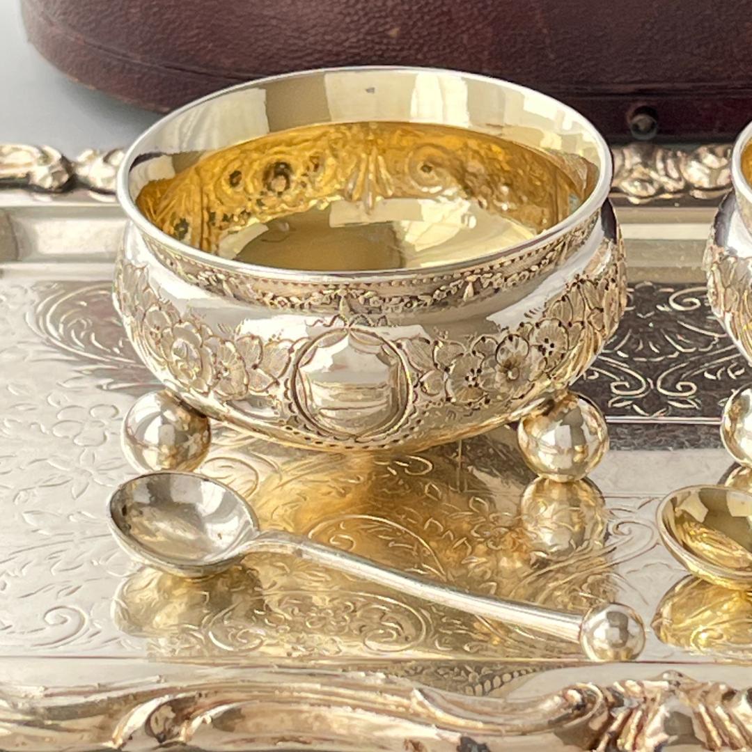 【Atkin Bros】 ビクトリアンのソルトポット / スプーン ペア