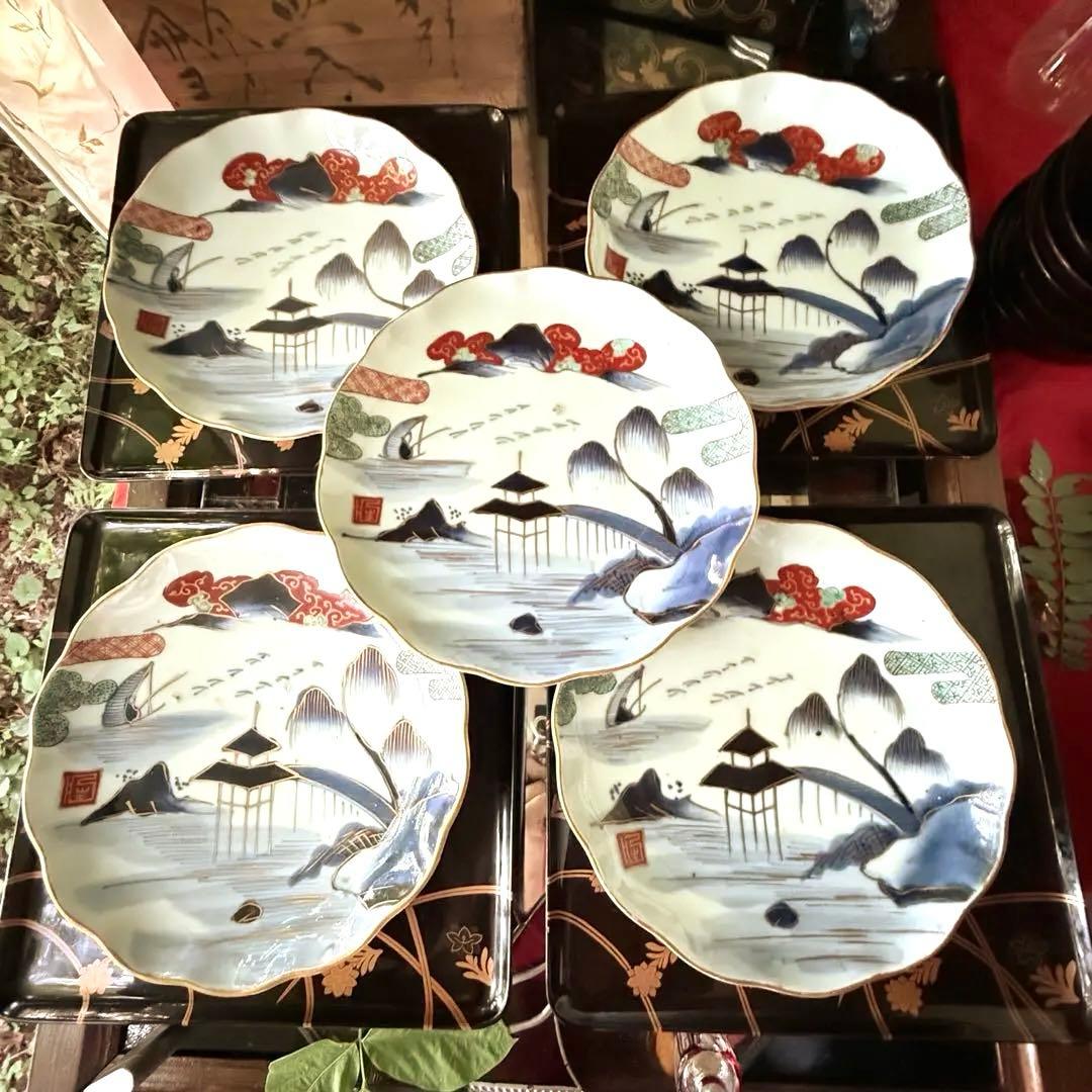 新春特別価格‼️JAPAN蒔絵 『白百合vs黒百合』明治八寸膳 5客