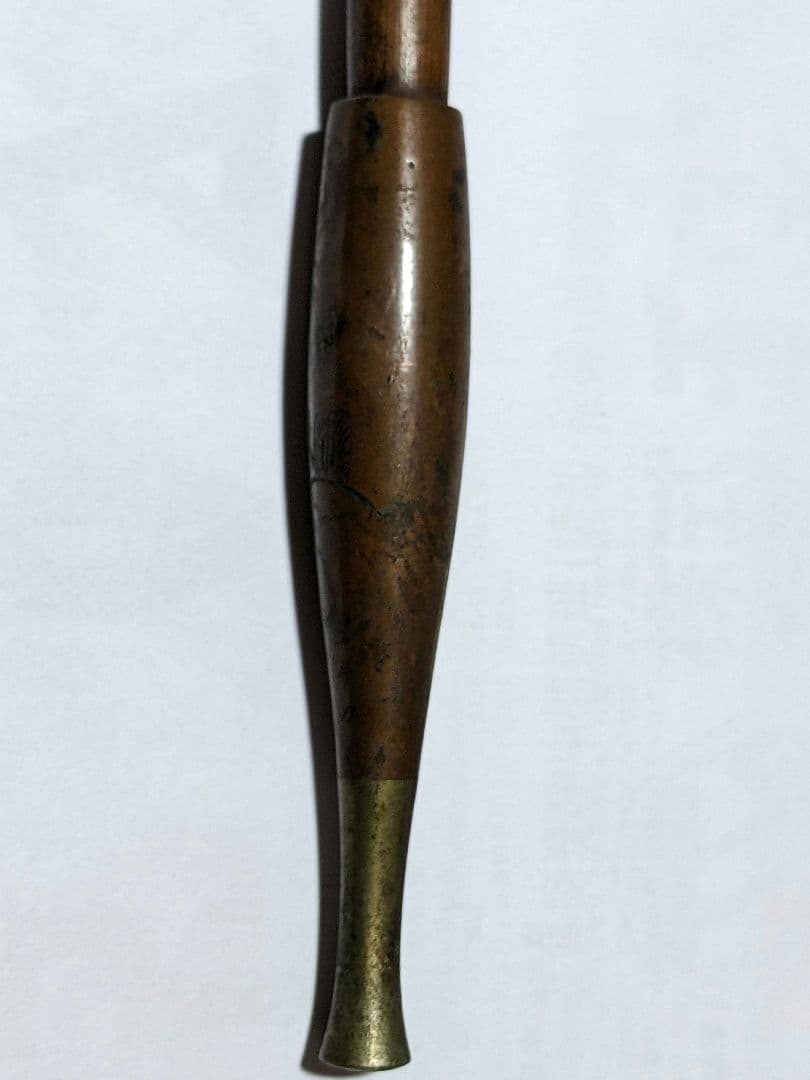 ♦明治時代 時代物 喧嘩煙管 蝙蝠 七福神 布袋図 片切彫り骨董品 喫煙具