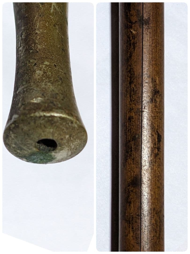 ♦明治時代 時代物 喧嘩煙管 蝙蝠 七福神 布袋図 片切彫り骨董品 喫煙具