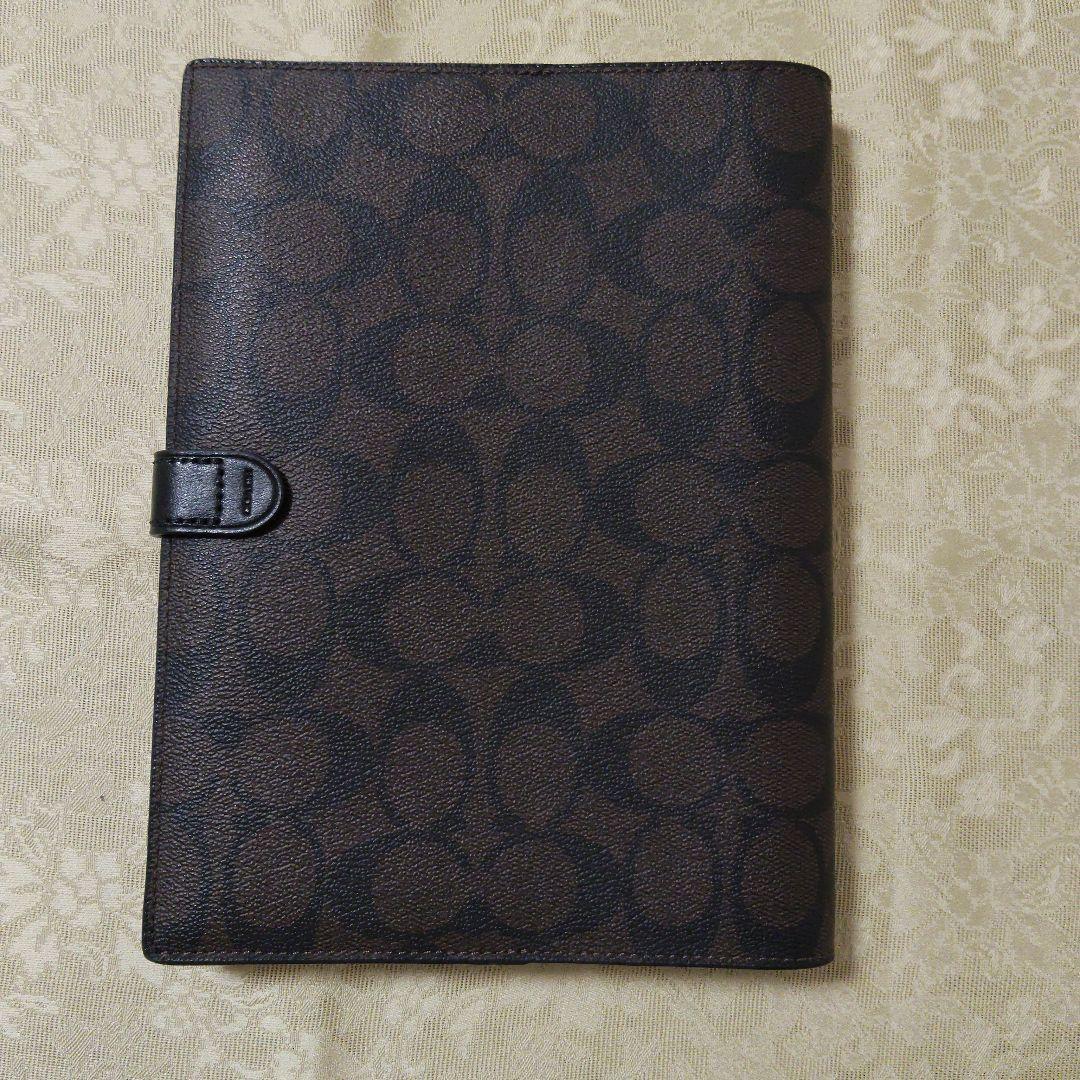 未使用 コーチ ノートカバーセット シグネチャー ダークブラウン/ブラック