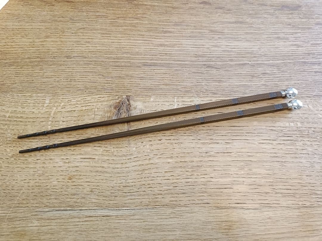 茶道具　木村清斎　七五三銀杏頭の火箸　未使用品
