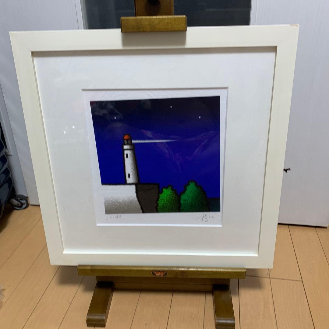 Tino Stefanoni 灯台の風景 版画　「木製イーゼル　絵画用スタンド」