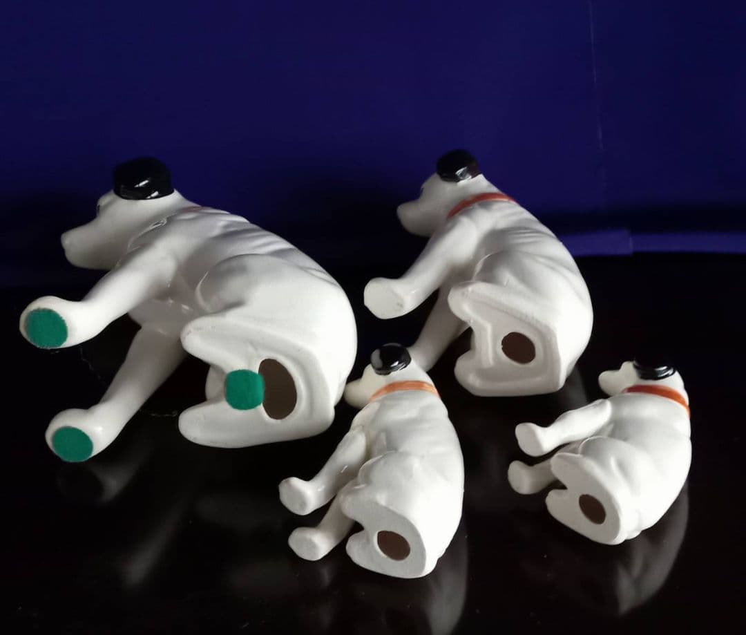 【希少】昭和レトロ　(日本)ビクター　ニッパーくん6体　ニッパー説明文札及び箱付