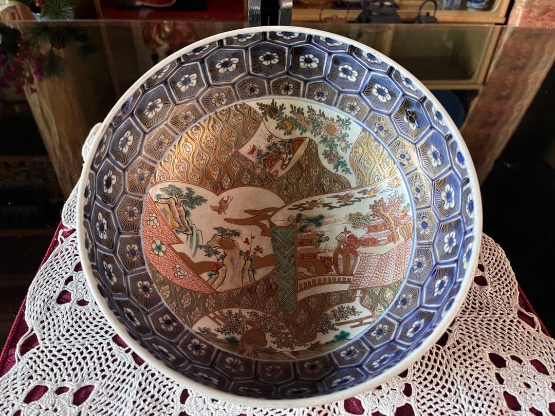 古伊万里 江戸中期 二重高台 骨董品 時代物 色絵