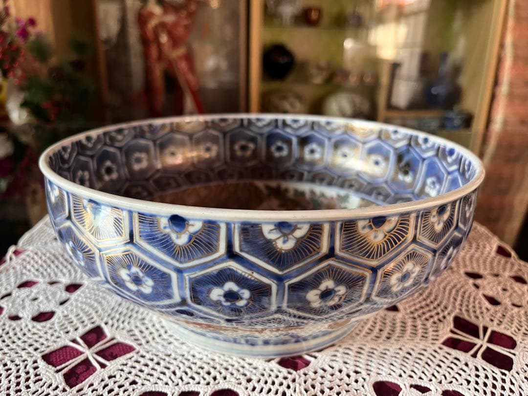 古伊万里 江戸中期 二重高台 骨董品 時代物 色絵