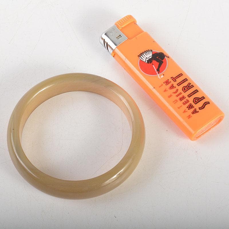 中国　玉石彫刻　黄翡翠　環　装飾品　時代箱付　C　6802