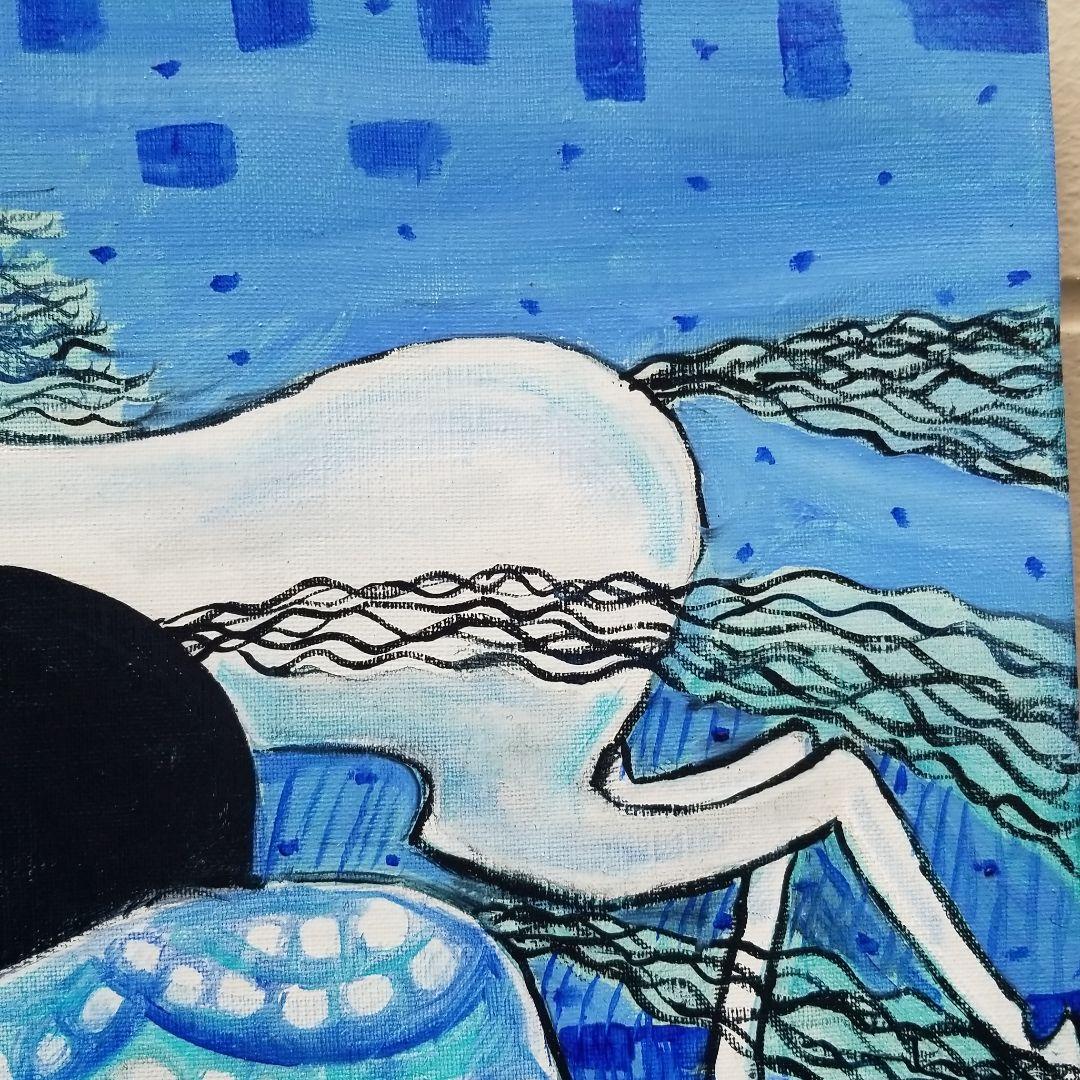 油絵　専用　青い世界の馬たち