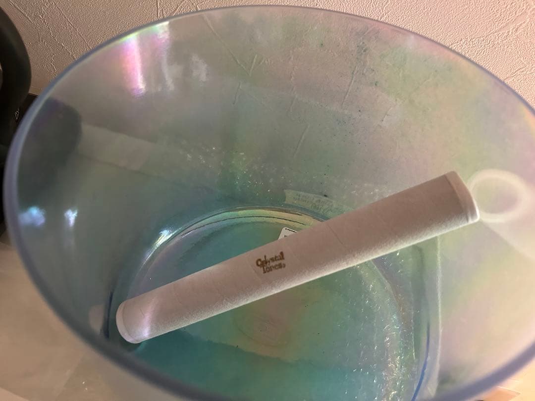 クリスタルボウル 9インチ A#+40 アクアゴールド(インサイド)プラチナ