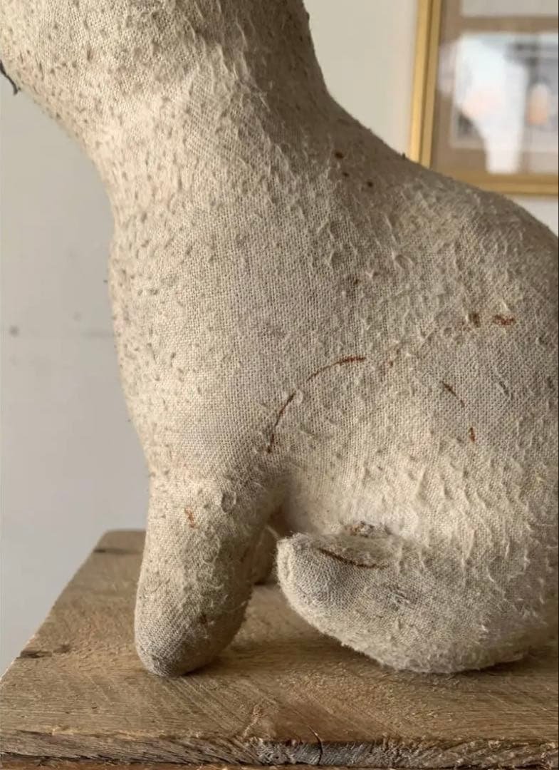 フランス 1900-20s 犬 ぬいぐるみ 木毛 グラスアイ 骨董 アンティーク