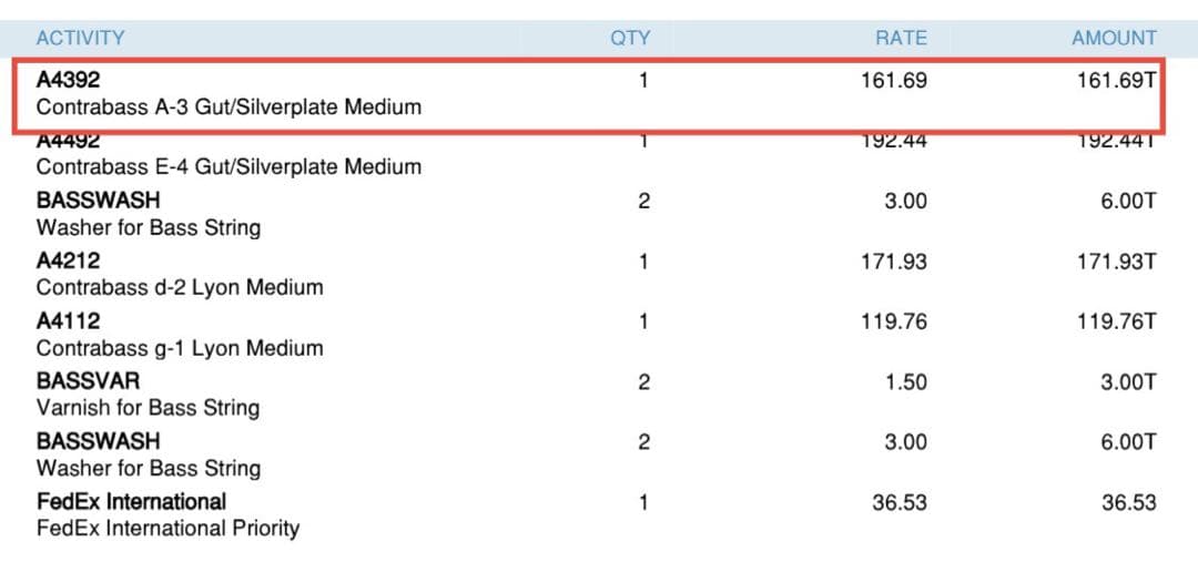 コントラバス ガット弦 Gamut A線