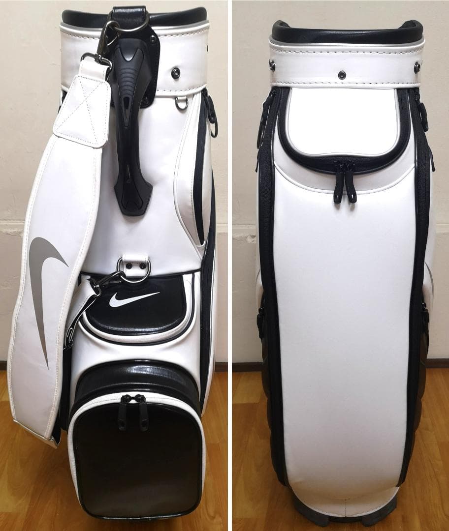 美品NIKE ナイキのアジアカートキャディバッグ(GF3006 白/黒/銀)
