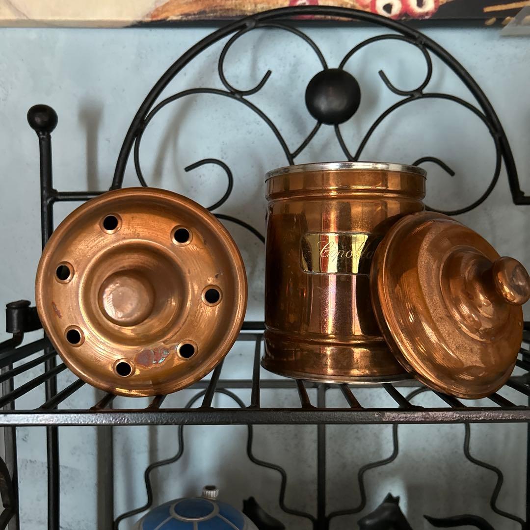 アンティーク/ 銅製キャニスター /セット/ イギリス