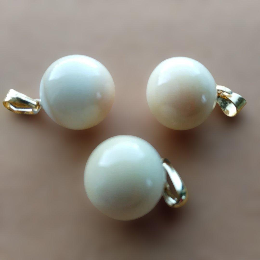 鯨歯　マッコウクジラ　牙玉ペンダントトップ　11.5㎜　10個　②