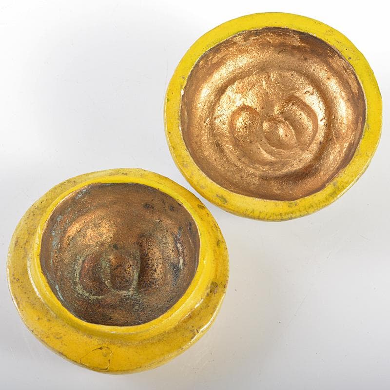 茶道具　京焼　黄交趾　龍文　香合　楽銘　C　R6318B