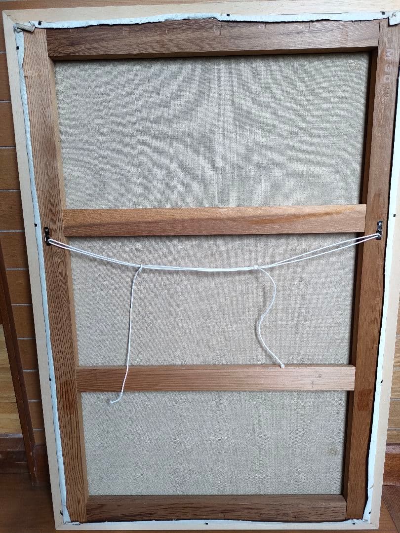 絵画　油彩画　Ｐ30号【春の夜明けに輝く月】