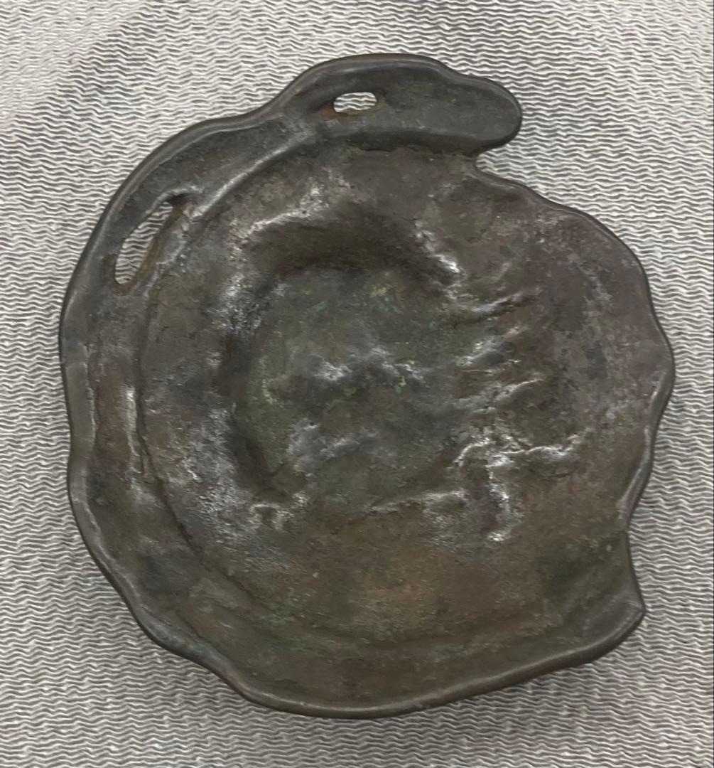 B419b「古代瓦 茶托 5枚」龍雲堂造(蓋裏書付有)平安　銅製　茶道具