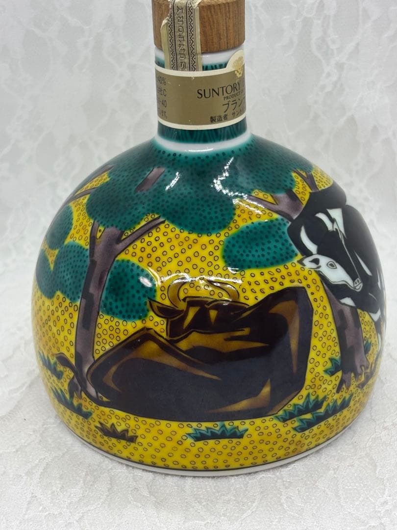 未開栓 サントリースペシャルボトルブランデー 九谷焼 吉田屋風牛の図　希少