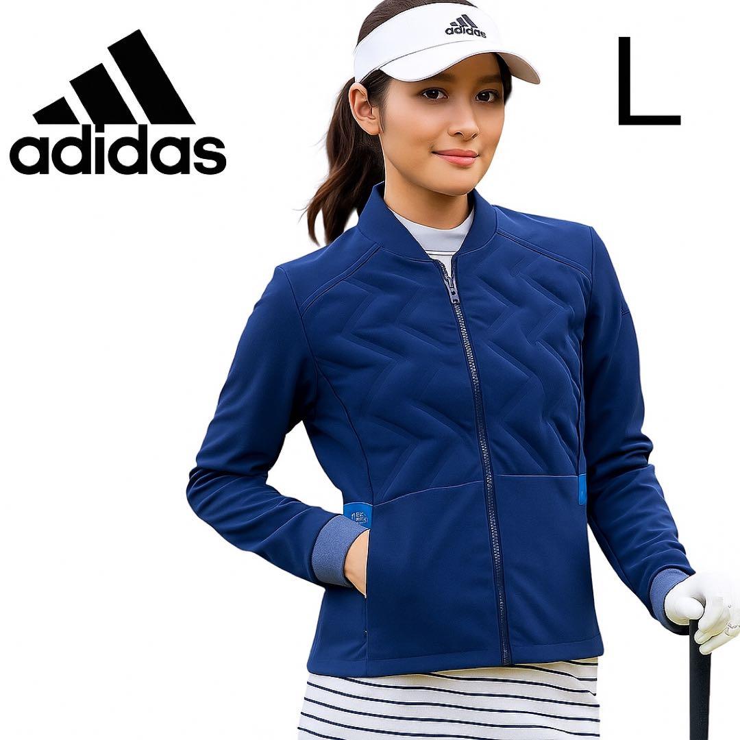 【新品】アディダス ネイビー 一部中綿 レディース L ゴルフウェアadidas