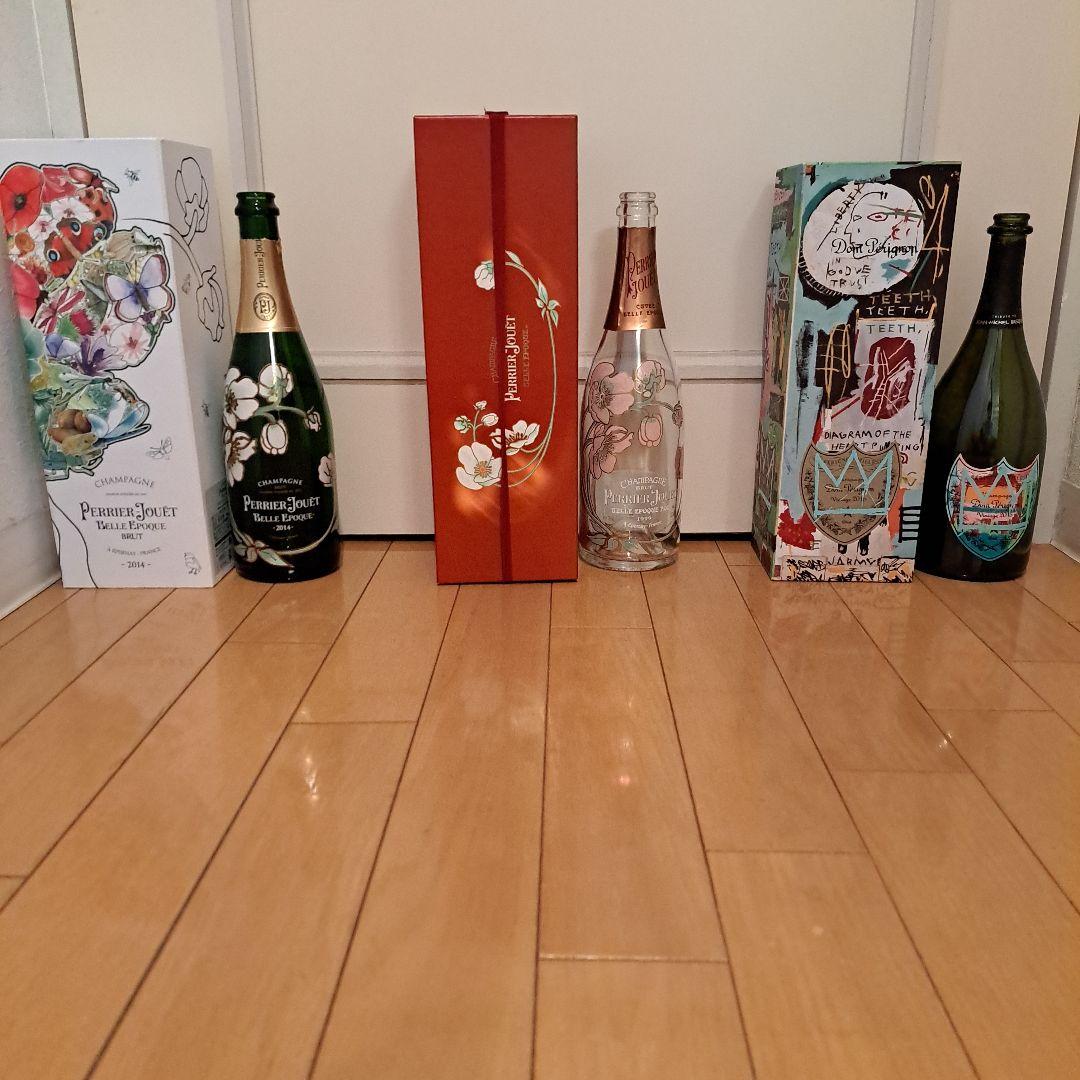 Perrier-Jouët二種類+Don Perignon1種類　空き瓶、空き箱