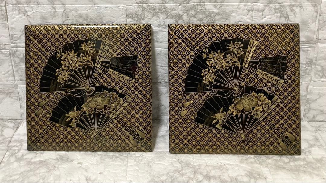 【未使用】輪島屋造 沈金師 水尻清甫 刻「輪島塗 四段重 台付」 共箱