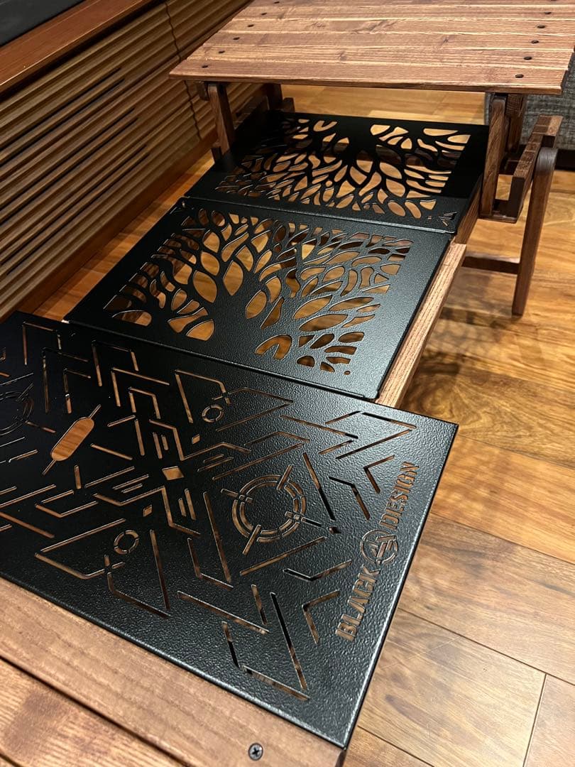 BLACK DESIGN 方舟テーブル+アイアンプレート　アウトドアテーブル