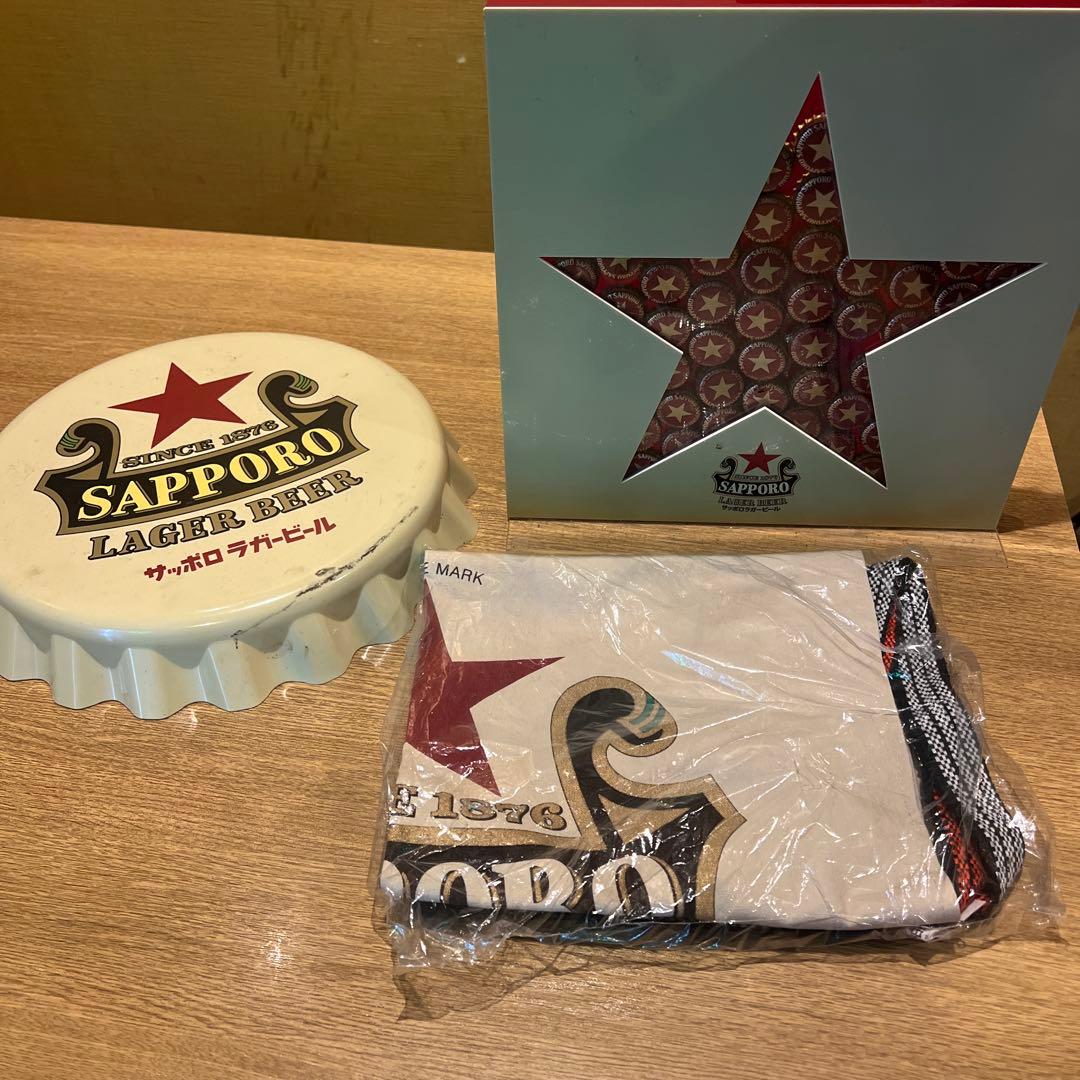 【昭和レトロ・非売品】サッポロビール　赤星　王冠　3点セット