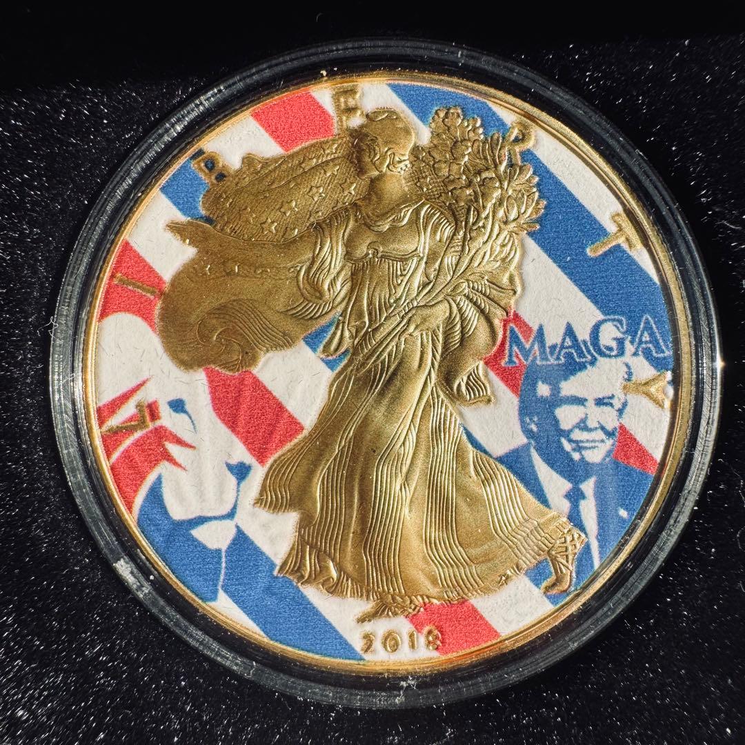 （希少！！！）トランプ大統領　1オンス カラー銀貨　MAGA シリアル番号001