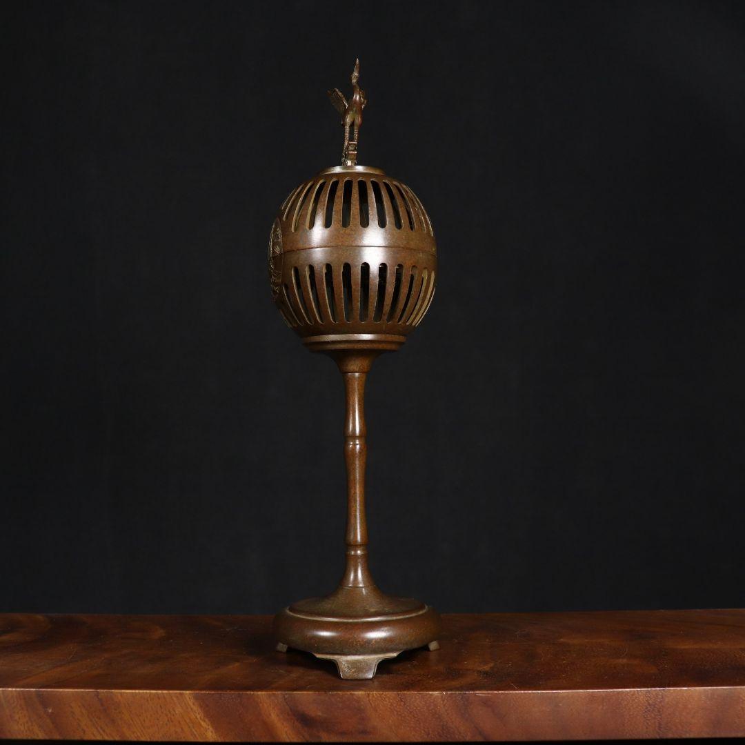 銅製 鶴守宮灯香炉檀香炉 禅意 茶室薫香炉 香道具 装飾品 工芸品 置物