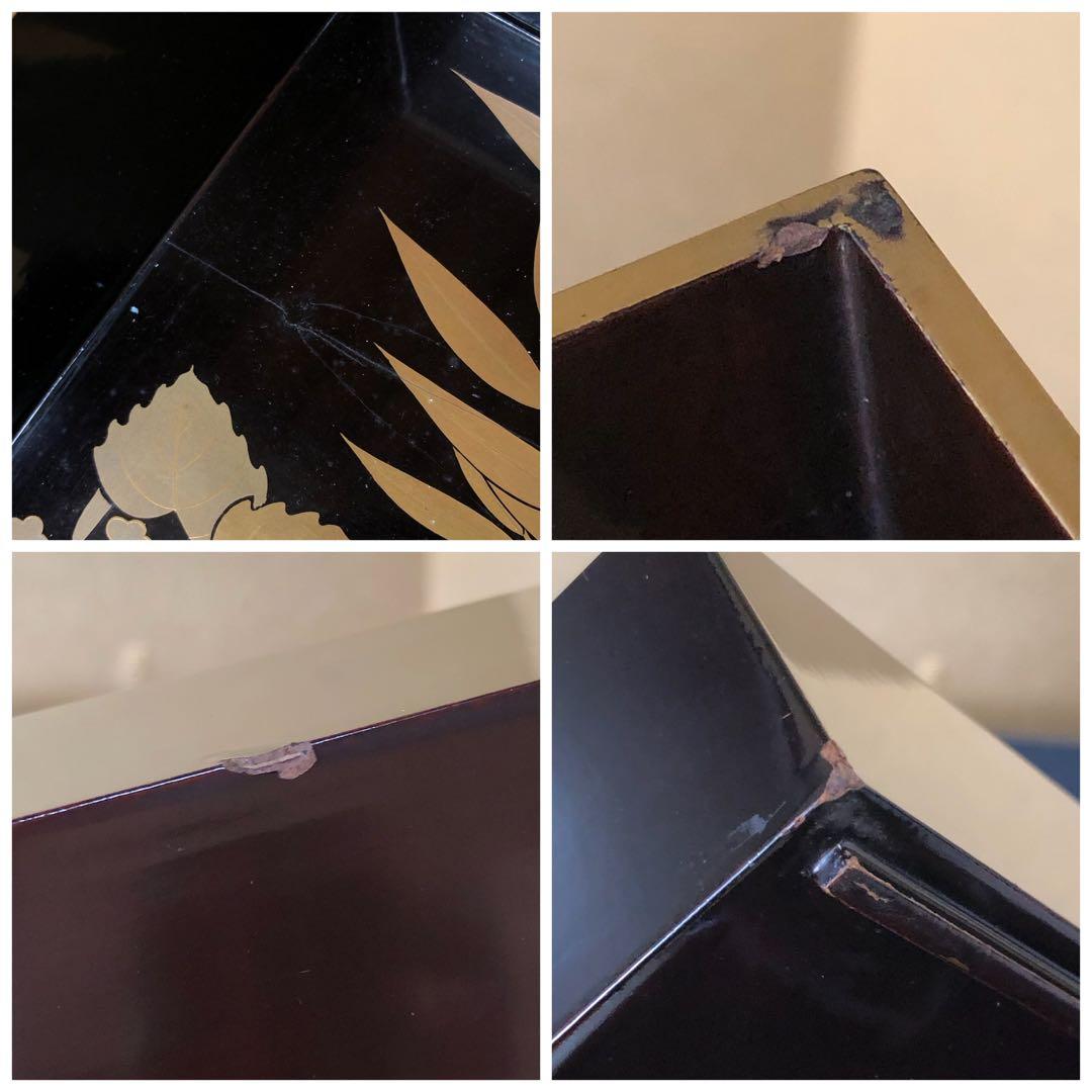 《レ》時代 内蒔絵 五段重 重箱 木製漆器 木箱　251117え2