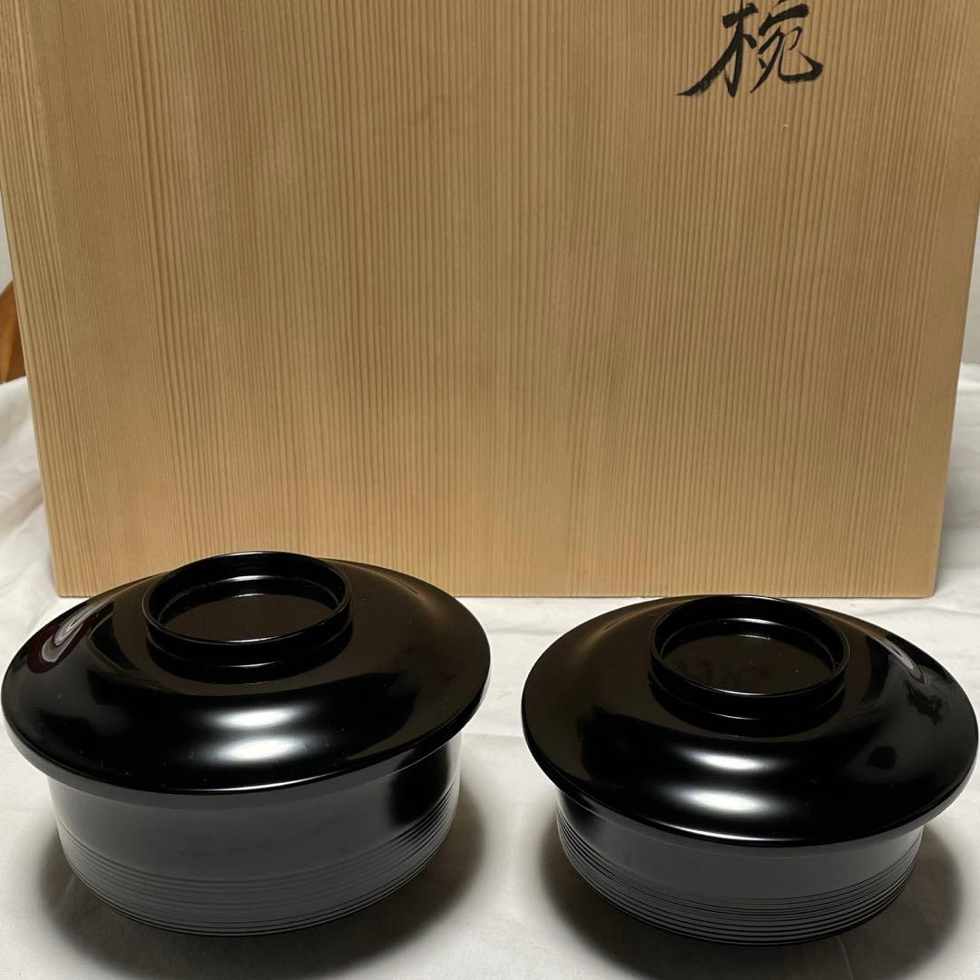 蒔絵師　田中煌又造　真塗四つ椀　５客　煌又（幸衍) 作者共箱　茶事　初釜