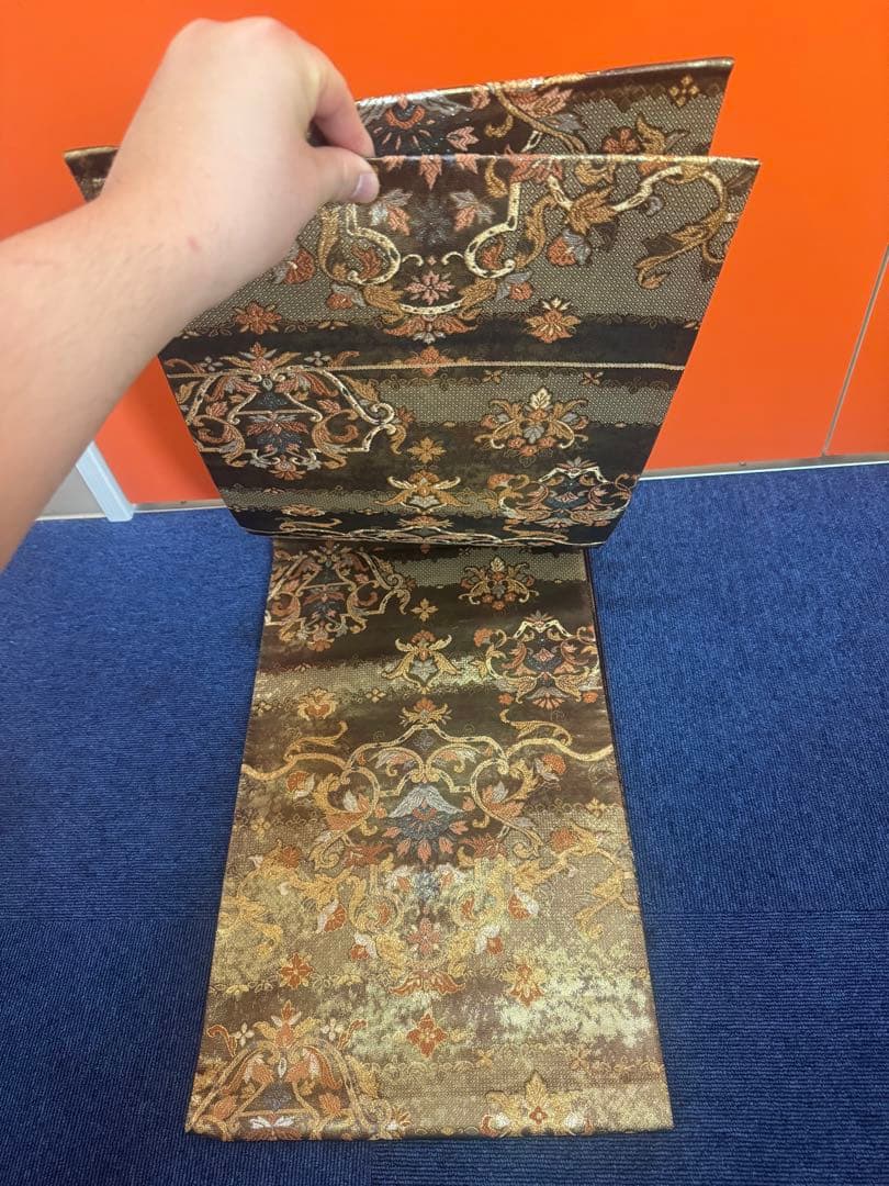 2701袋帯 古代彫金紋 西陣織 金糸　高級上質上品　約440cm 未使用