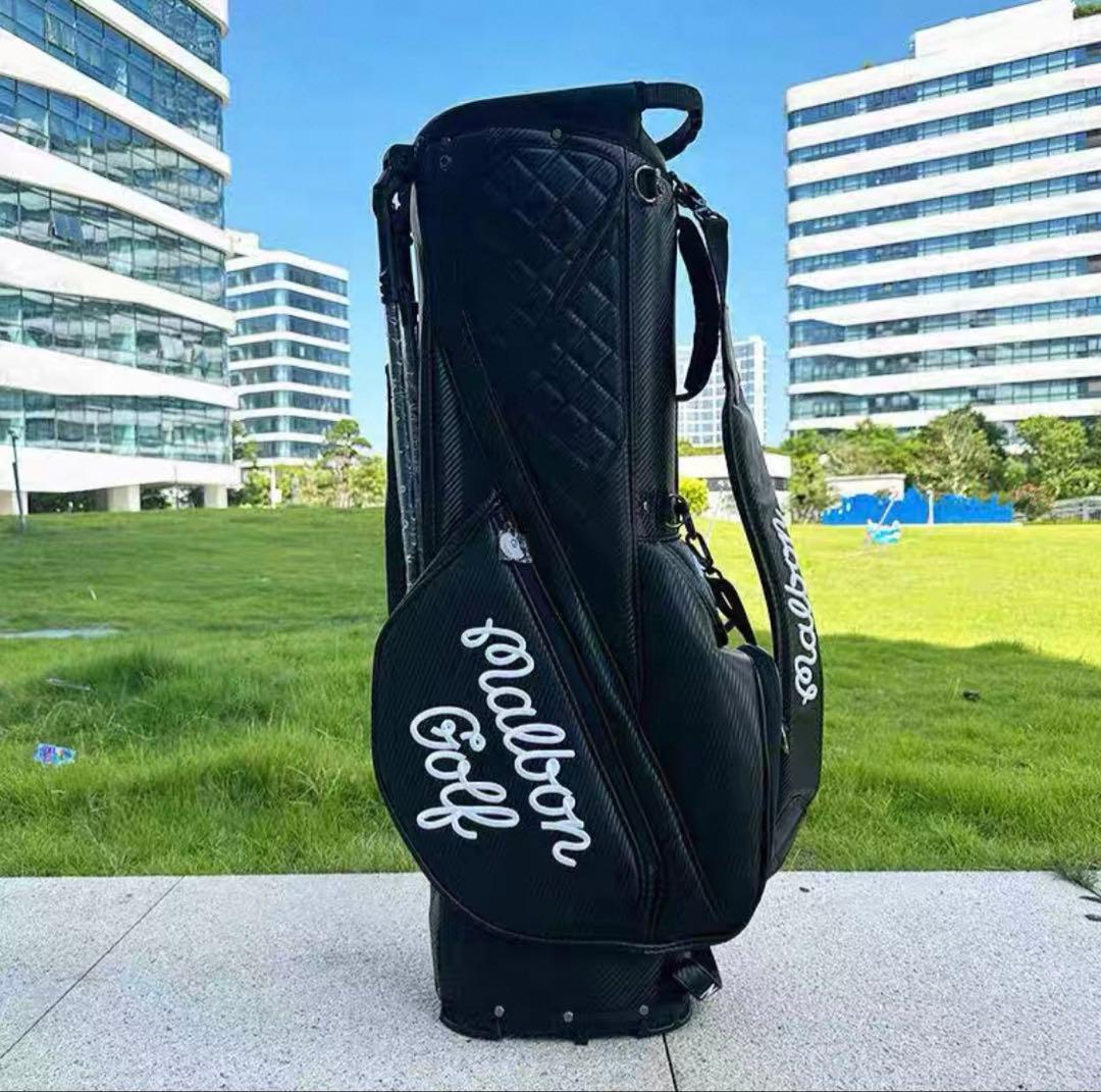 キャディーバッグ　黒　マルボンゴルフ MALBON GOLF スタンド