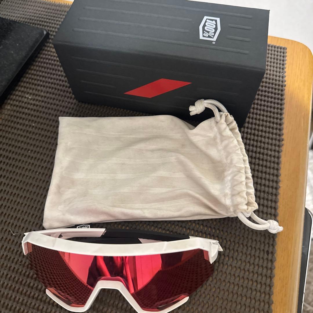 100% スポーツサングラス ホワイト/レッド