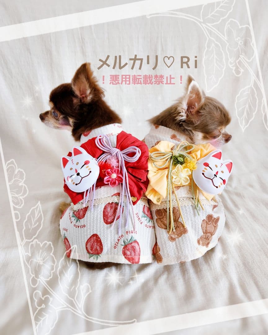 ジェラピケ 浴衣 苺 くま CAT&DOG リメイク済 ２着セット 犬 猫 撮影