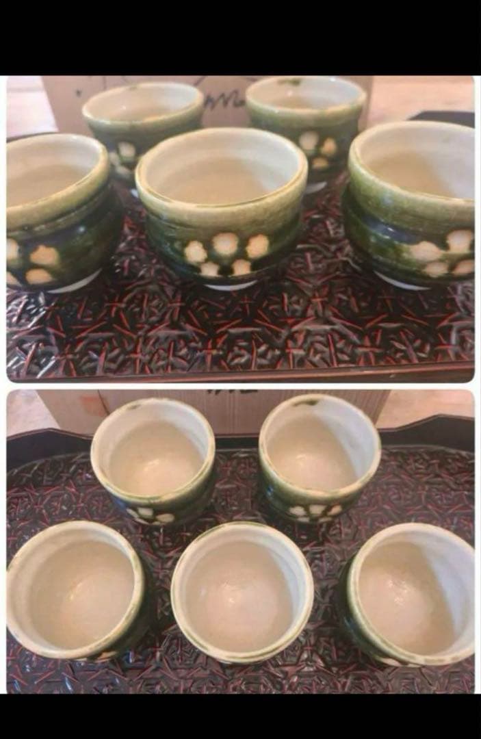 赤津焼 東窯 春草 茶器 急須、湯呑み×5客　茶道具