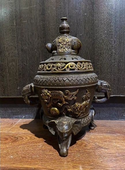 銅器 仏教 香炉 法器 古美術 コレクション品 銅製 工芸品 彫刻装飾品置物