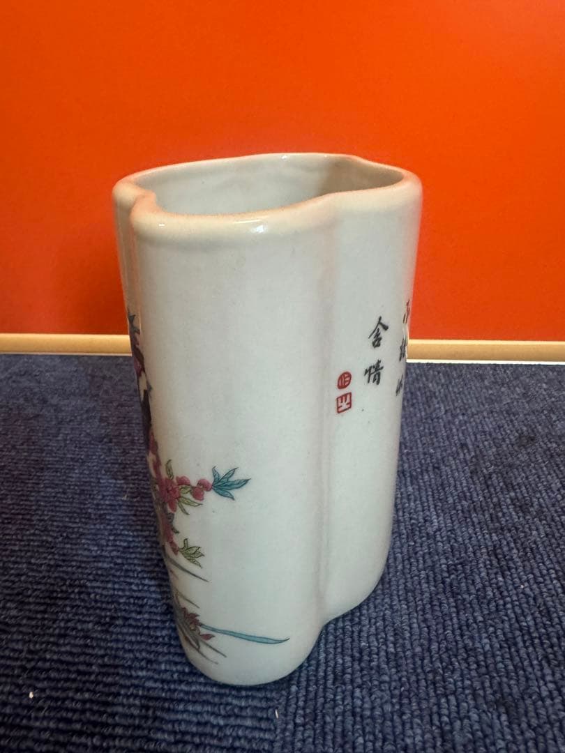 1637 中国骨董　大清乾隆年製銘　色絵付け 盆栽鉢植木鉢  時代物