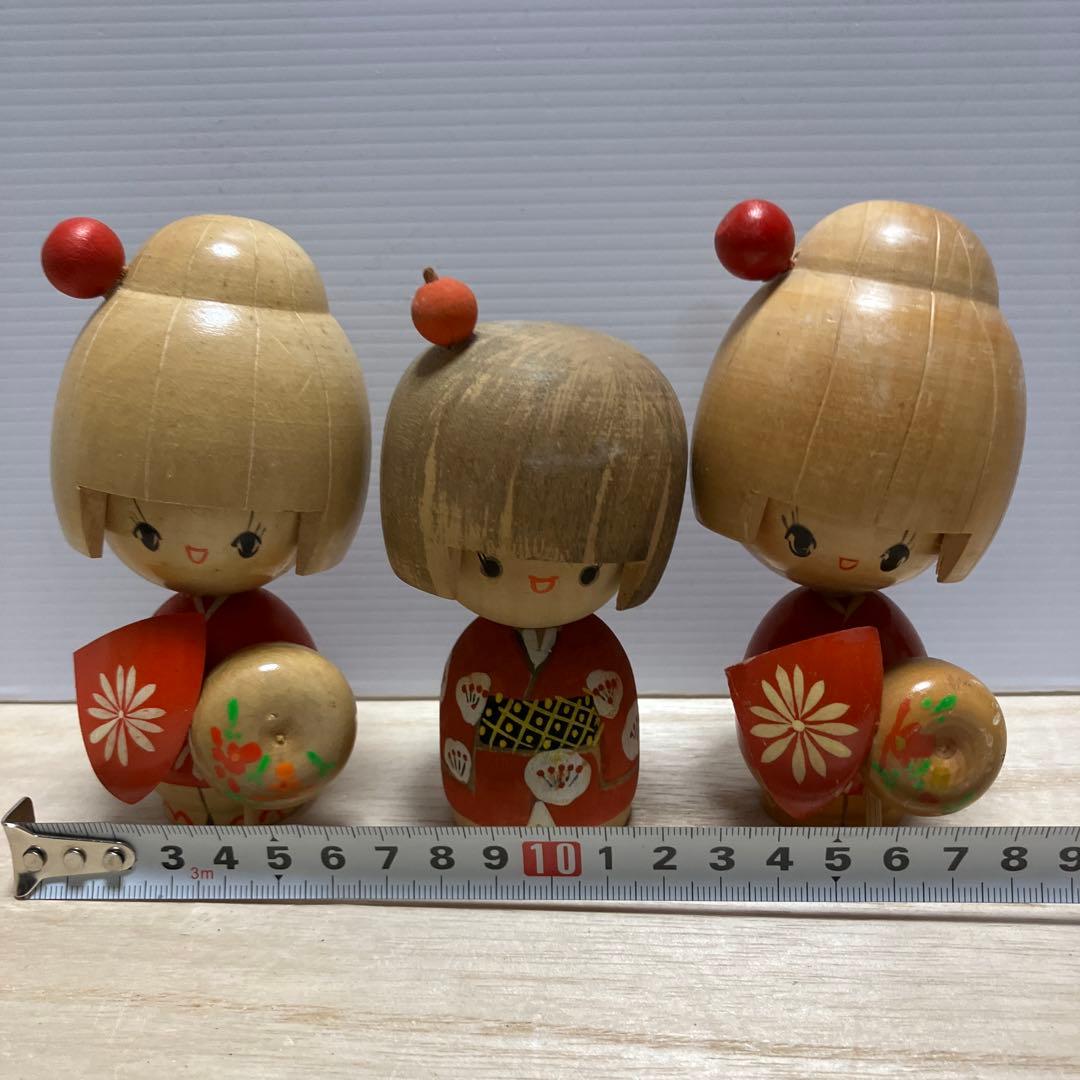 E-壁 昭和レトロ こけし 卯三郎 創作こけし 近代こけし 3体セット まとめ