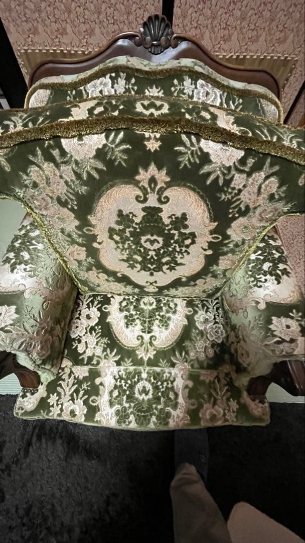 オールドカリモク 金華山 シングルソファ アンティーク 猫脚 1人掛け 椅子