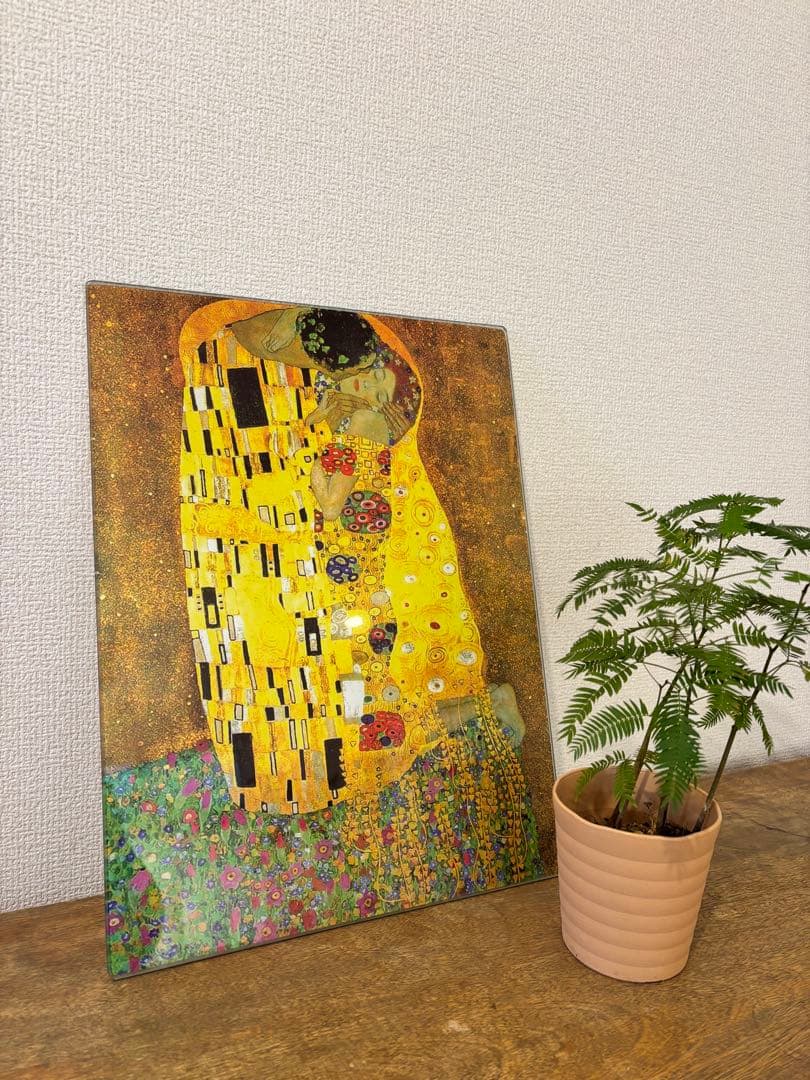 【限定値下げ】アートパネル接吻 グスタフ・クリムト ガラス板アートインテリア