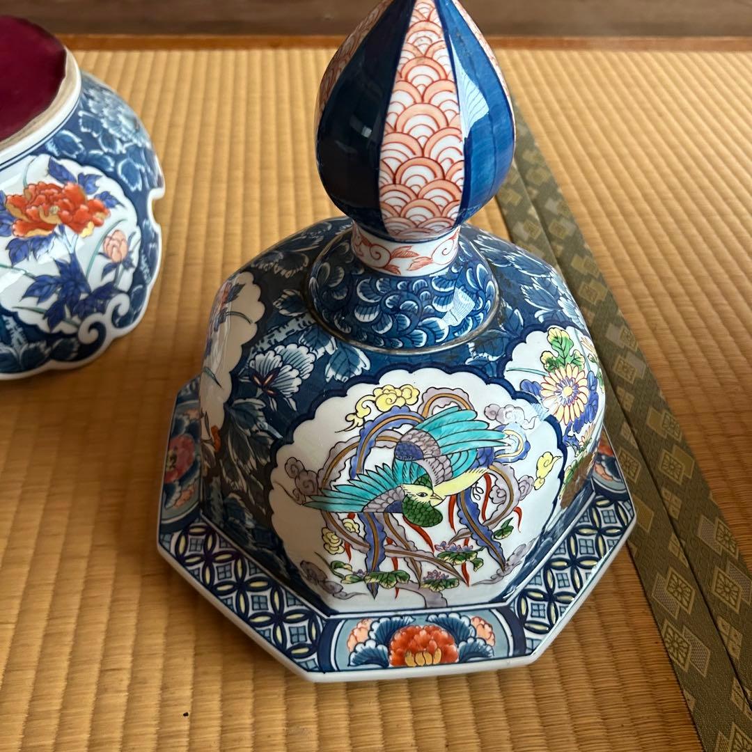 藤井錦彩窯 古伊万里風 立壺 約100cm